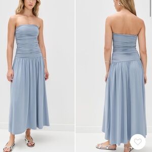 NIA Slate Blue Santal Drop Waist Maxi Dress, M
